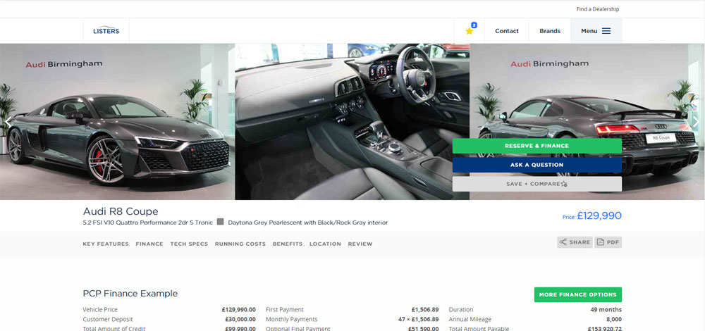 Visual Factory application search page