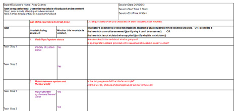 Previous application pages with usability issues highlighted