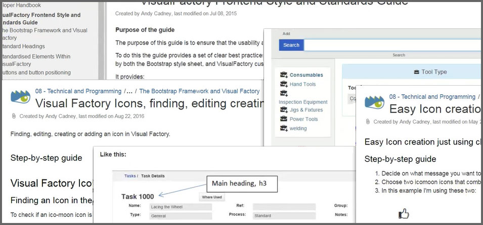 Previous application pages with usability issues highlighted